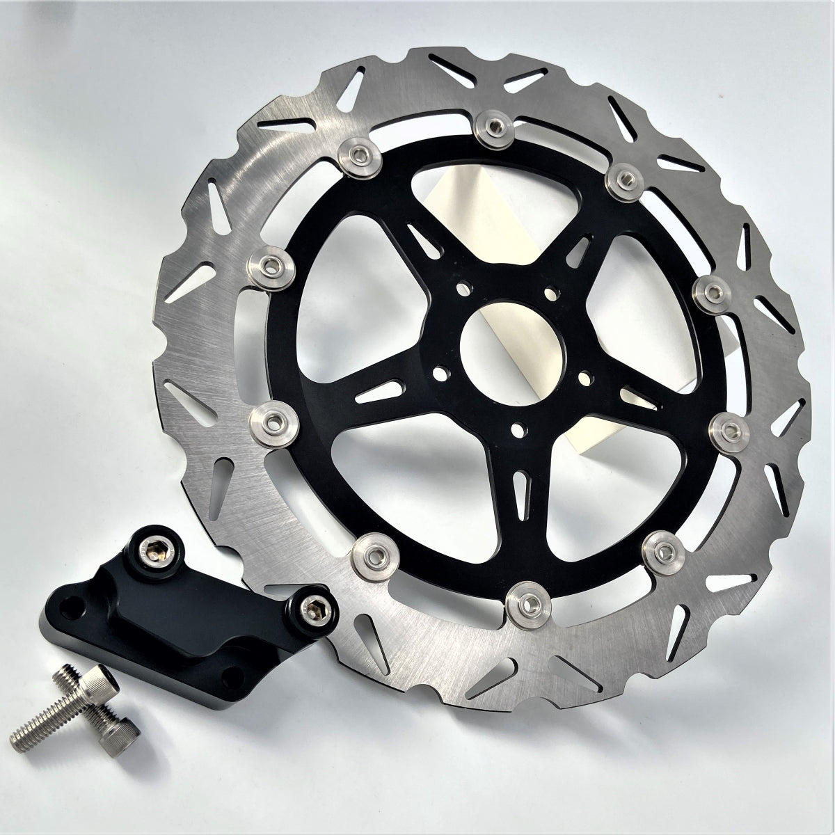14-inch 5-Bolt Hub Floating Brake Rotors with standoffs - designed for OEM touring calipers 2008-up