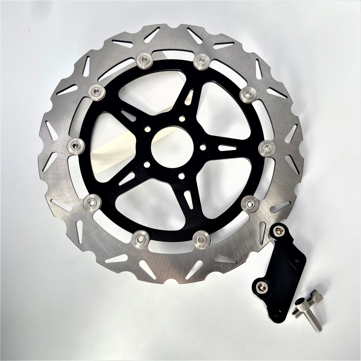 14-inch 5-Bolt Hub Floating Brake Rotors with standoffs - designed for OEM touring calipers 2008-up
