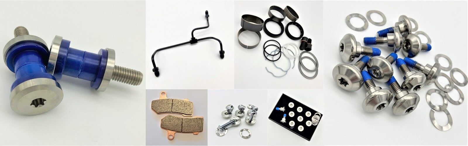 GeezerEngineering Accessories, Riser Bolts, Brake Pads, Rotor Bolts, Titanium, Brake Kits