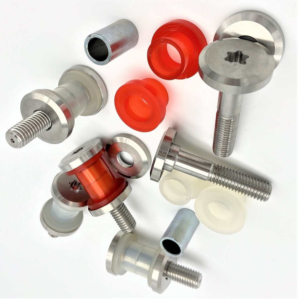 GeezerEngineering Low Profile Riser Bolt and Bushing Kit – Stainless Steel for Harley