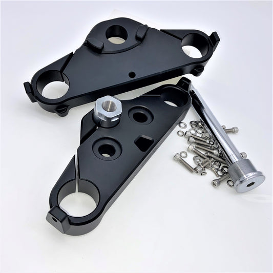GeezerEngineering 49mm Wide Glide Triple-Trees for Harley with fairing mounts