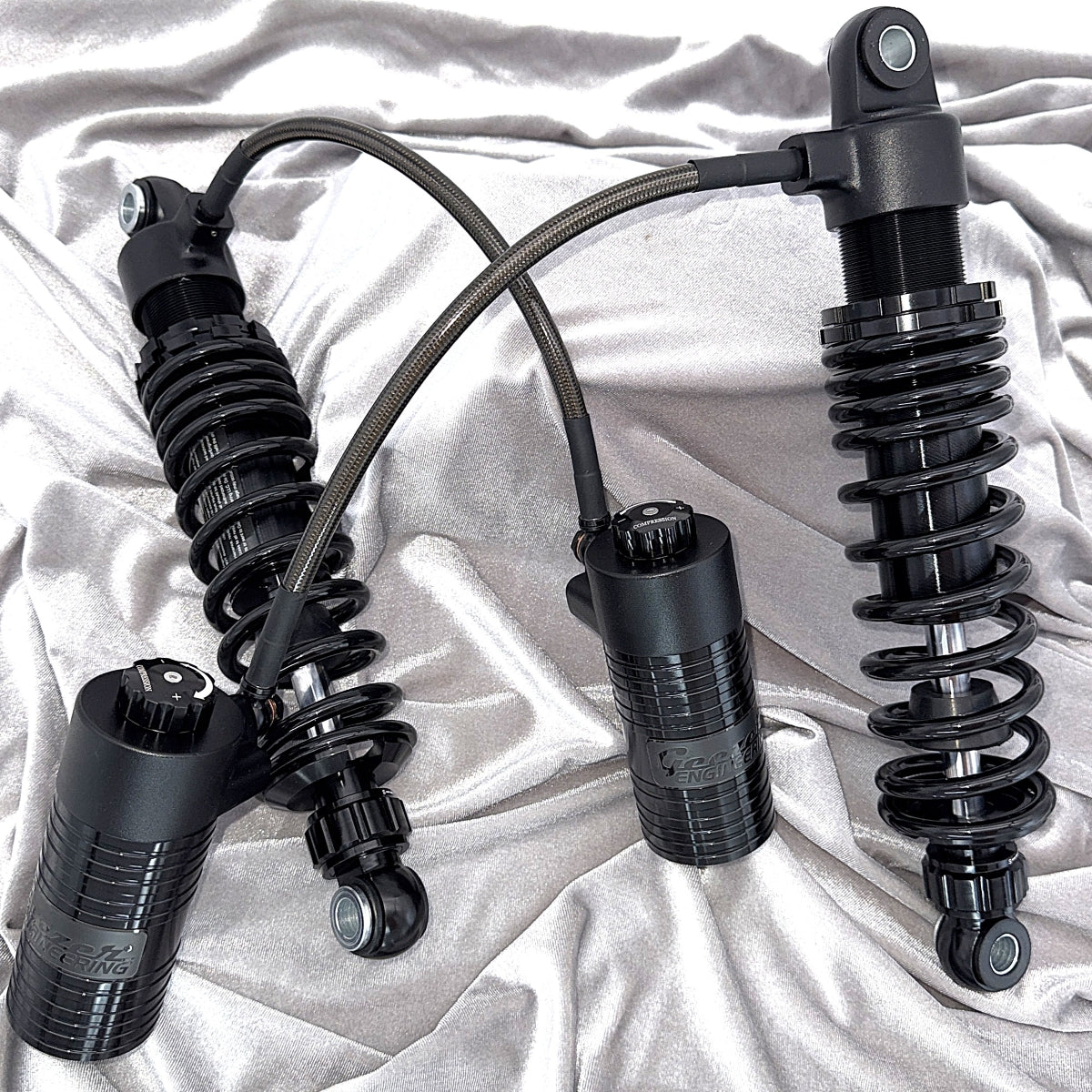 Now available in black finish: GeezerEngineering nitrogen shocks for Touring models