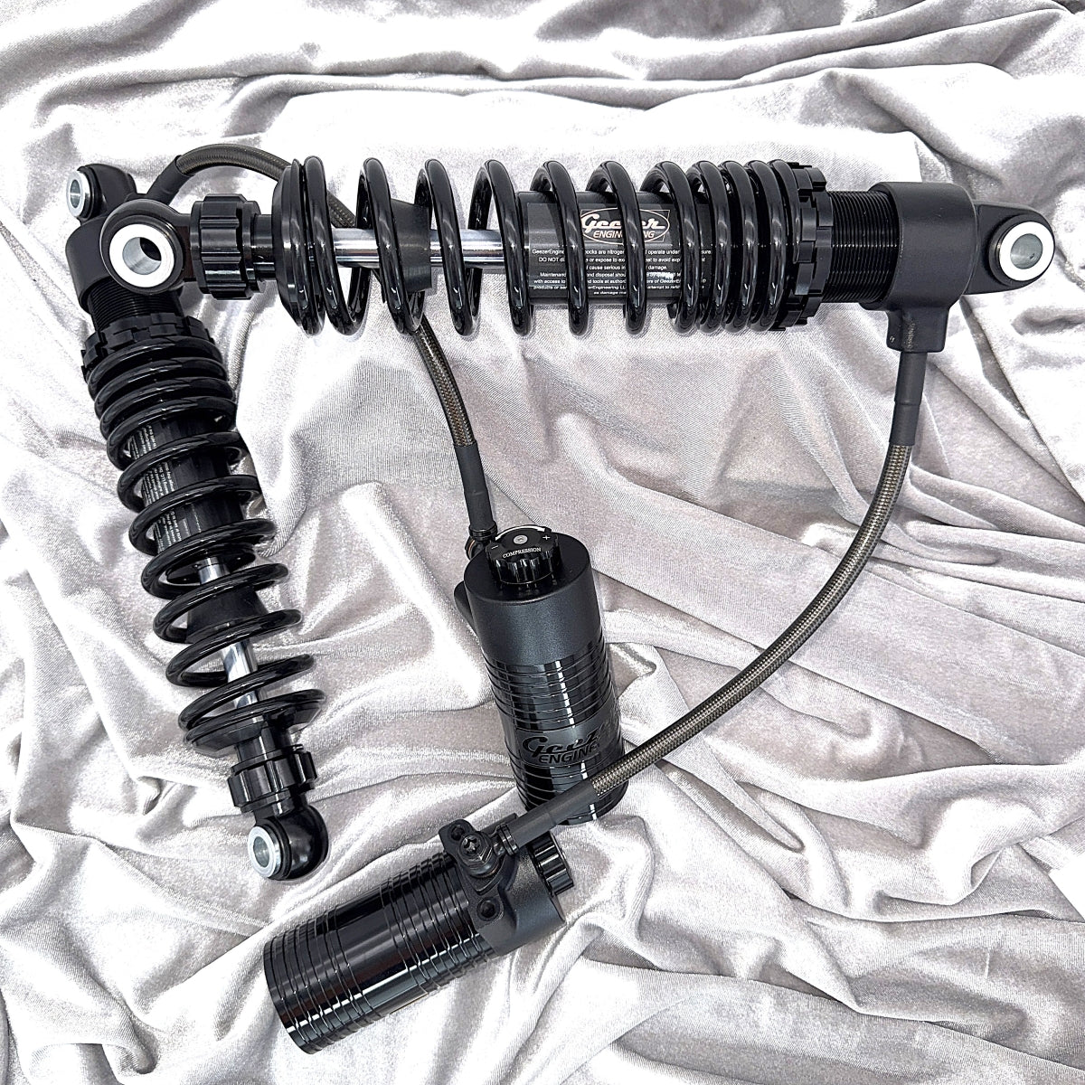 Now available in black finish: GeezerEngineering nitrogen shocks for Touring models