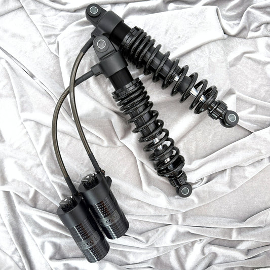 Now available in black finish: GeezerEngineering nitrogen shocks for Touring models